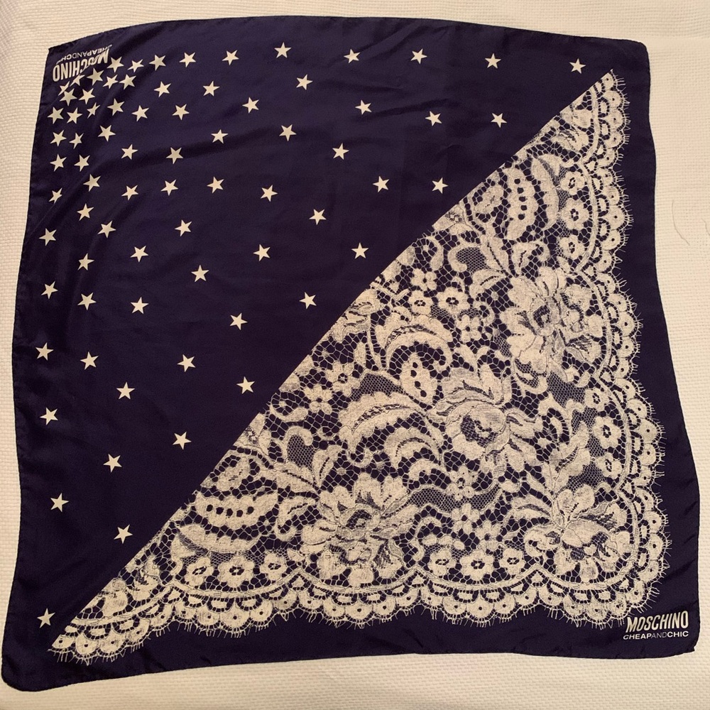Moschino Cheap and Chic Dark Blue Silk Scarf